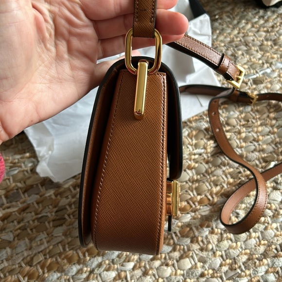 prada "embleme flap" small saffiano COGNAC purse BRAND NEWWW - Picture 6 of 17